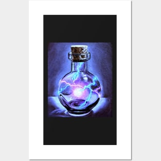 Dark magic electric witches spell potion bottle Posters and Art